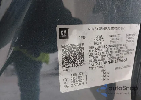 2019 Chevrolet Colorado Z71 z USA, uszkodzony, nr VIN 1GCGTDEN4K1275658